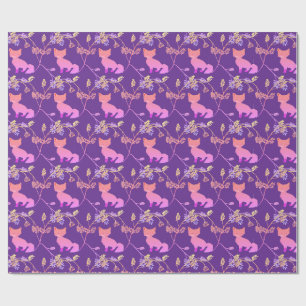 Baby Fox Night Violet Wrapping Paper