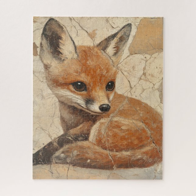 Baby Fox Old World Look Jigsaw Puzzle (Vertical)