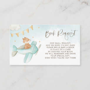 Baby Fox Pilot Aeroplane Baby Shower Book Request Enclosure Card