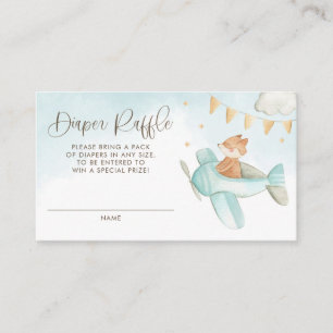 Baby Fox Pilot Aeroplane Baby Shower Diaper Raffle Enclosure Card