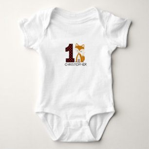 Baby Fox Plaid First Birthday Shirt
