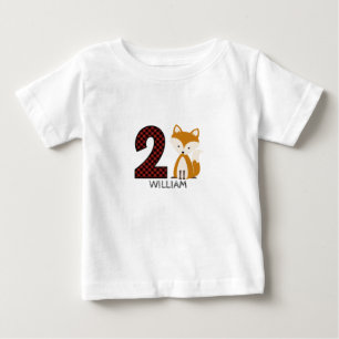Baby Fox Plaid Second Birthday Shirt