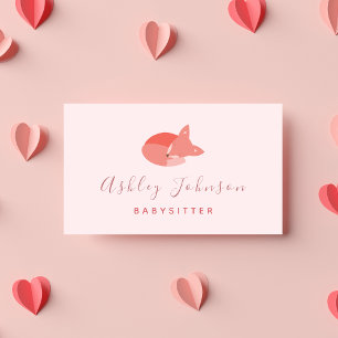 Baby Fox Sleeping Cute Animal Babysitting Theme Business Card