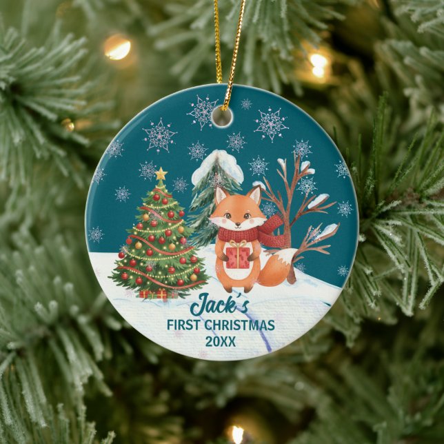 Baby Fox Snow Trees First Christmas Ceramic Tree Decoration (Tree)