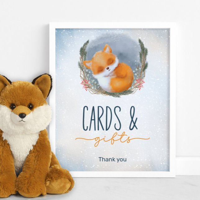 Baby Fox Snowly Winter Baby Shower cards & gifts Poster (Creator Uploaded)