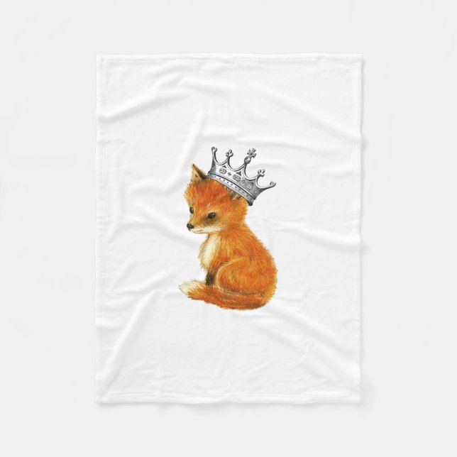 Baby Fox Vintage Crown Fleece Blanket (Front)