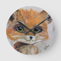 Baby Fox Wall Clock, 8" Round Acrylic Clock