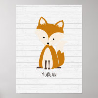 Baby Fox Wood Personalized Nursery Artwork