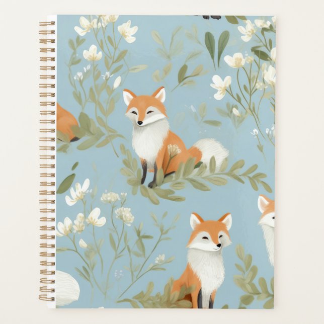 Baby Fox Woodland Pattern Cute Planner (Front)