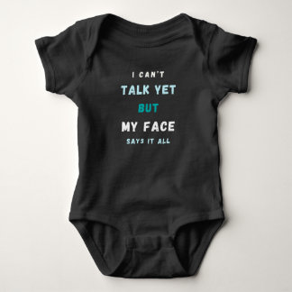 Baby Funny Blue and White Text Jersey Bodysuit
