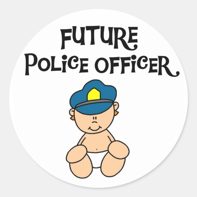 Baby Future Police Officer Classic Round Sticker (Front)