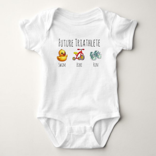 Baby Future Triathlete Swimming Running Biking Bodysuit (Front)