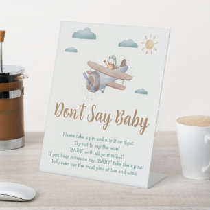 Baby Game Aeroplane Baby Shower Pedestal Sign