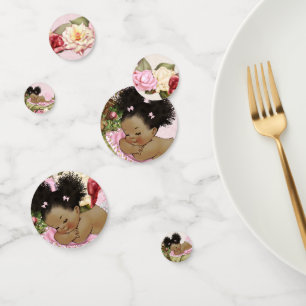 Baby Garden Roses Pink Ivory Green Afro Puffs Confetti