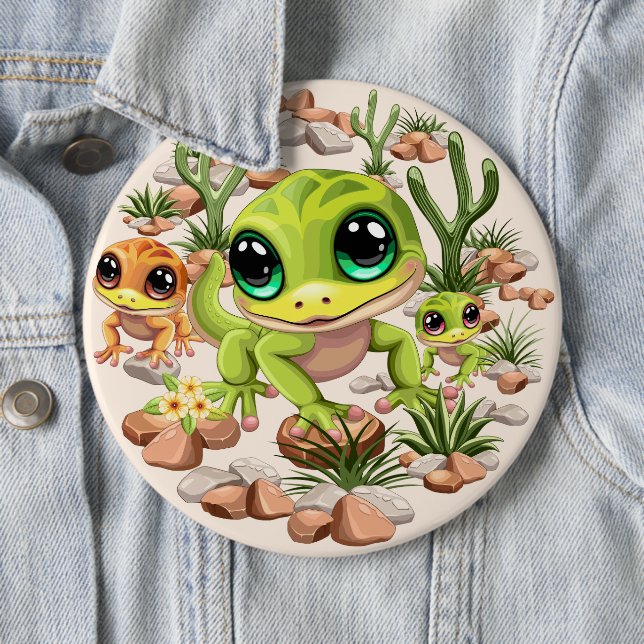 Baby Geckos Cute Cartoon Characters 6 Cm Round Badge (In Situ)