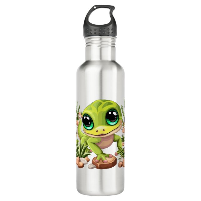 Baby Geckos Cute Cartoon Characters 710 Ml Water Bottle (Front)