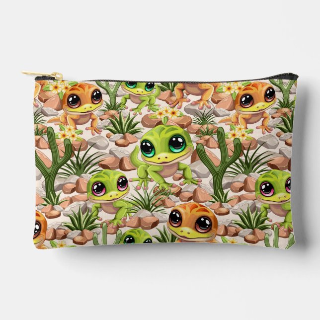 Baby Geckos Cute Cartoon Characters Accessory Pouch (Front)