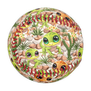 Baby Geckos Cute Cartoon Characters Baseball