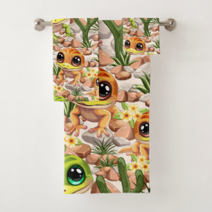 Baby Geckos Cute Cartoon Characters Bath Towel Set