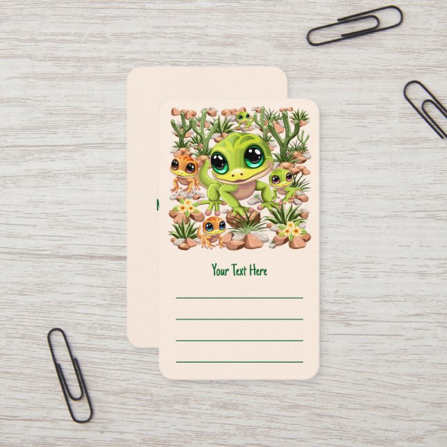 Baby Geckos Cute Cartoon Characters Business Card (Front/Back In Situ)