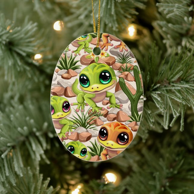 Baby Geckos Cute Cartoon Characters Ceramic Tree Decoration (Tree)