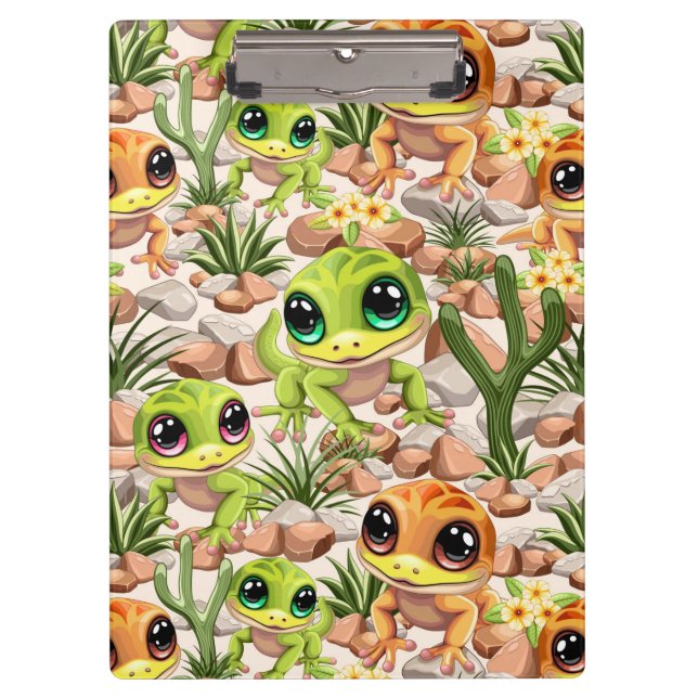 Baby Geckos Cute Cartoon Characters Clipboard (Front)