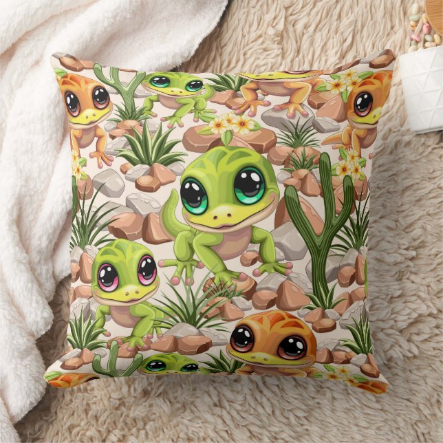Baby Geckos Cute Cartoon Characters Cushion (Blanket)