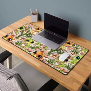 Baby Geckos Cute Cartoon Characters Desk Mat