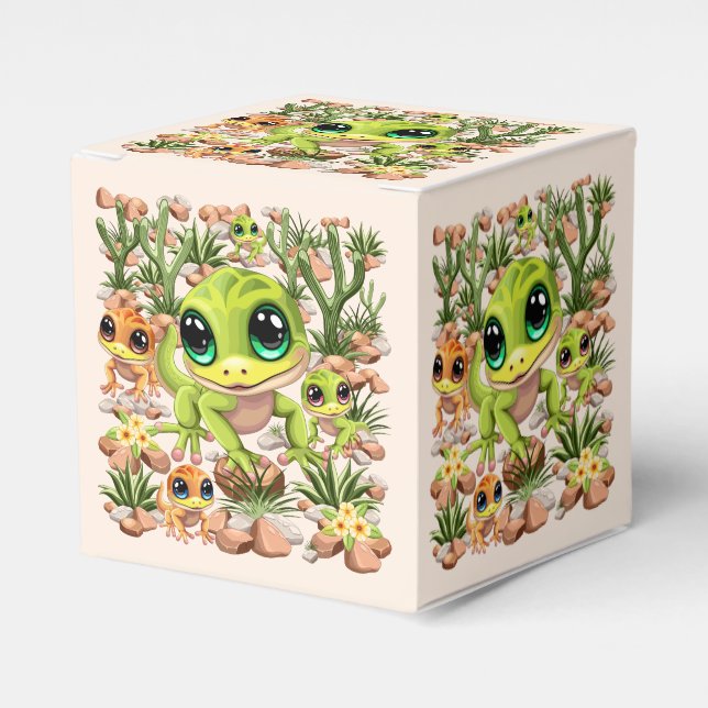 Baby Geckos Cute Cartoon Characters Favour Box (Front Side)