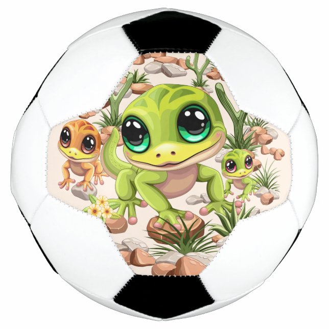 Baby Geckos Cute Cartoon Characters Football (Front)