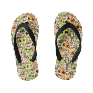 Baby Geckos Cute Cartoon Characters Kid's Flip Flops
