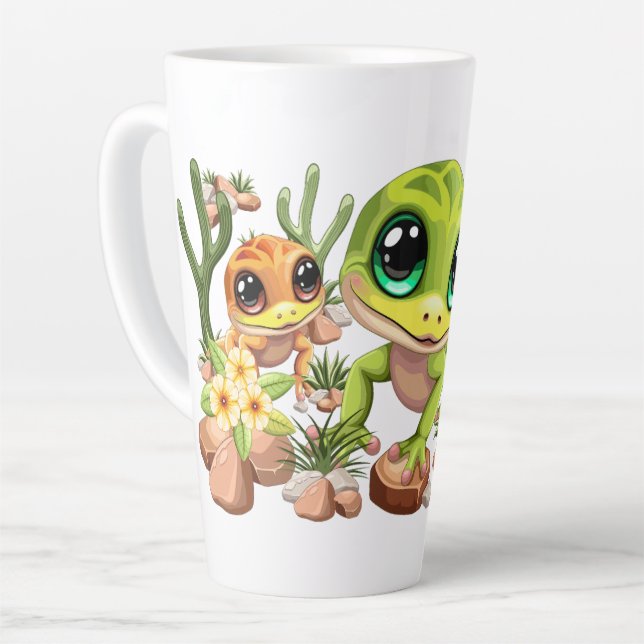 Baby Geckos Cute Cartoon Characters Latte Mug (Left Angle)