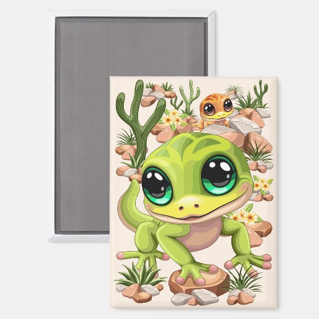Baby Geckos Cute Cartoon Characters Magnet (Front/Back)