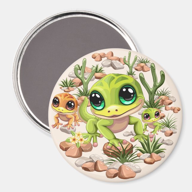 Baby Geckos Cute Cartoon Characters Magnet (Front/Back)