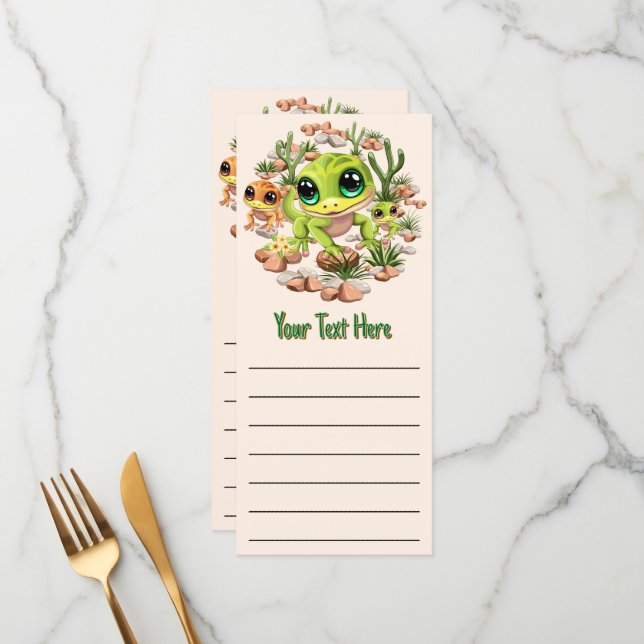Baby Geckos Cute Cartoon Characters Menu (Front/Back In Situ)