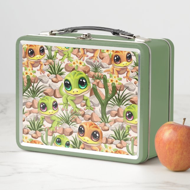 Baby Geckos Cute Cartoon Characters Metal Lunch Box (In Situ)