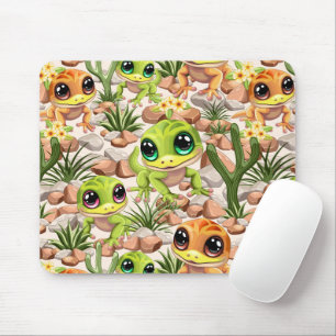 Baby Geckos Cute Cartoon Characters Mouse Mat