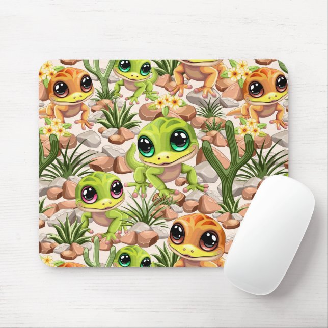 Baby Geckos Cute Cartoon Characters Mouse Mat (With Mouse)