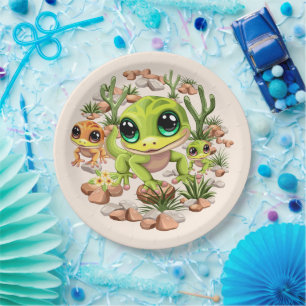 Baby Geckos Cute Cartoon Characters Paper Plate