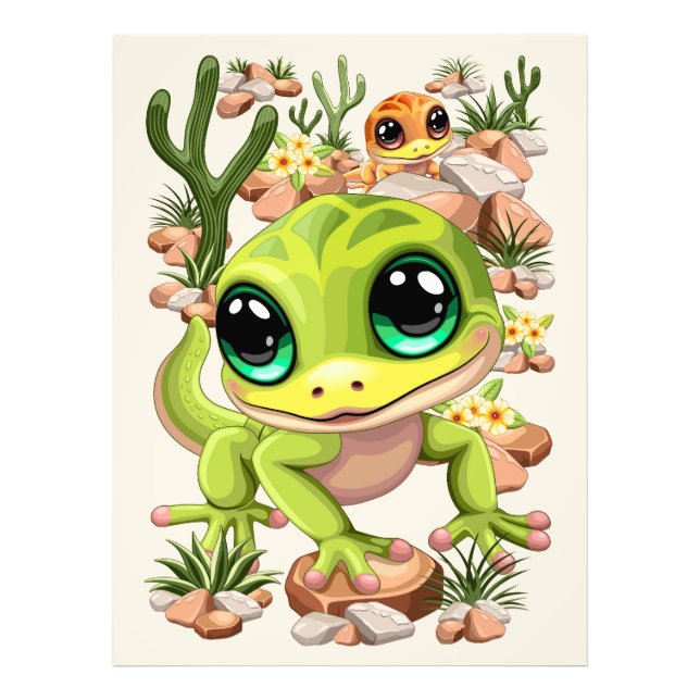 Baby Geckos Cute Cartoon Characters Photo Print (Front)