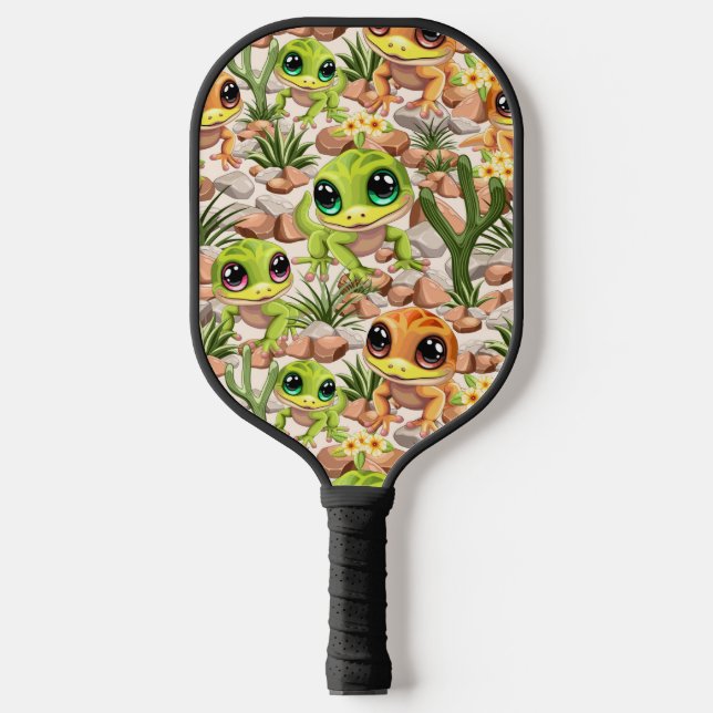 Baby Geckos Cute Cartoon Characters Pickleball Paddle (Front)