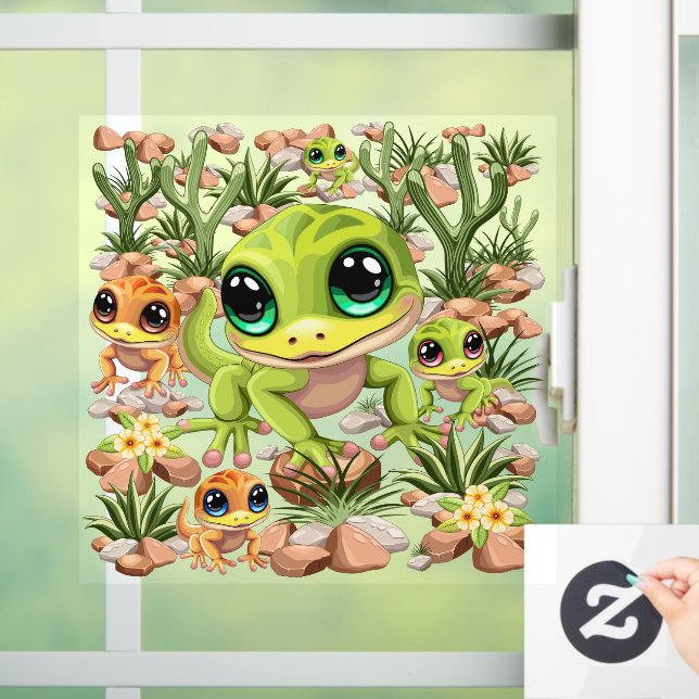 Baby Geckos Cute Cartoon Characters Window Cling (Home)