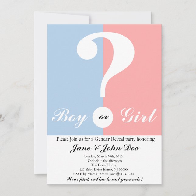 Baby Gender Party Invitation (Front)