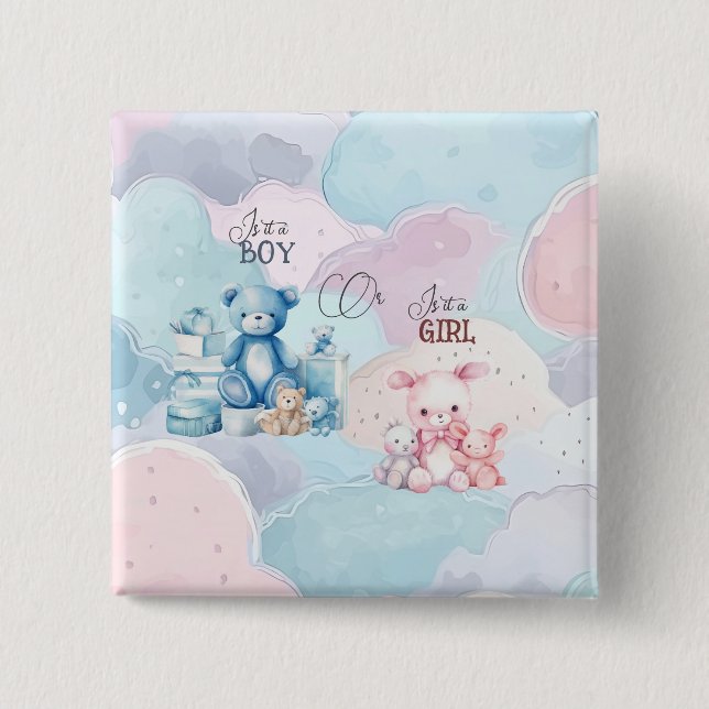 Baby Gender Reveal  15 Cm Square Badge (Front)
