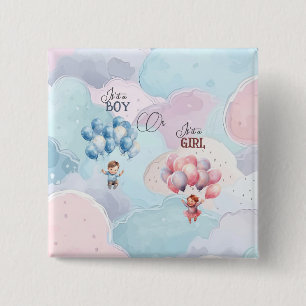 Baby Gender Reveal  15 Cm Square Badge