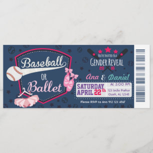 Baby gender reveal - Baseballs or Ballet Invitation
