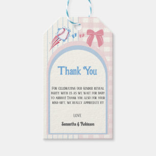 Baby gender reveal Baseballs or Bows Gift Tags