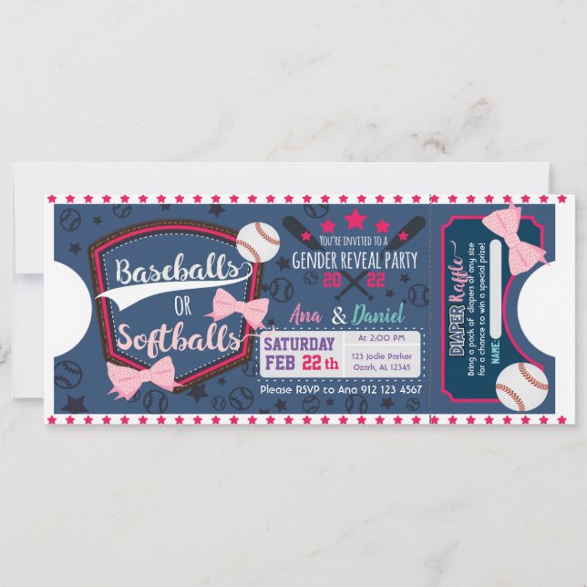 Baby gender reveal Baseballs or softballs  Invitation (Front)