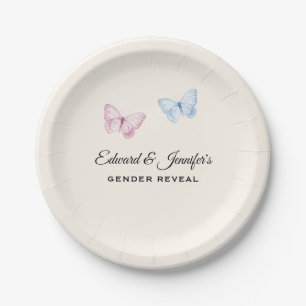 Baby Gender Reveal Butterflies 7-in Paper Plate