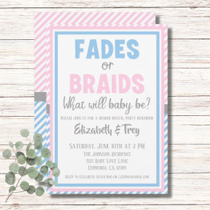 Baby Gender Reveal - Fades or Braids Invitation